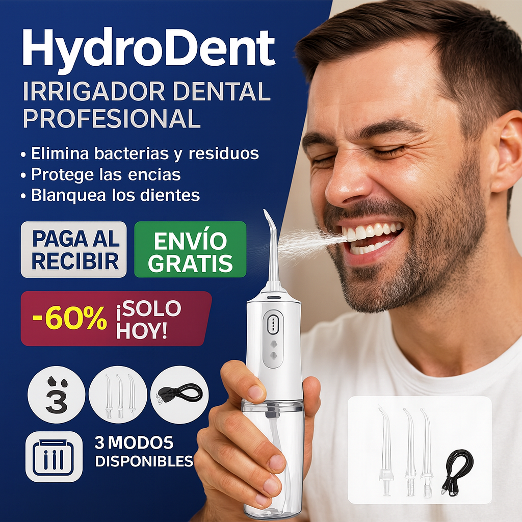 HydroDent – Irrigador Dental Pro -60% ¡Solo Hoy! ⏳