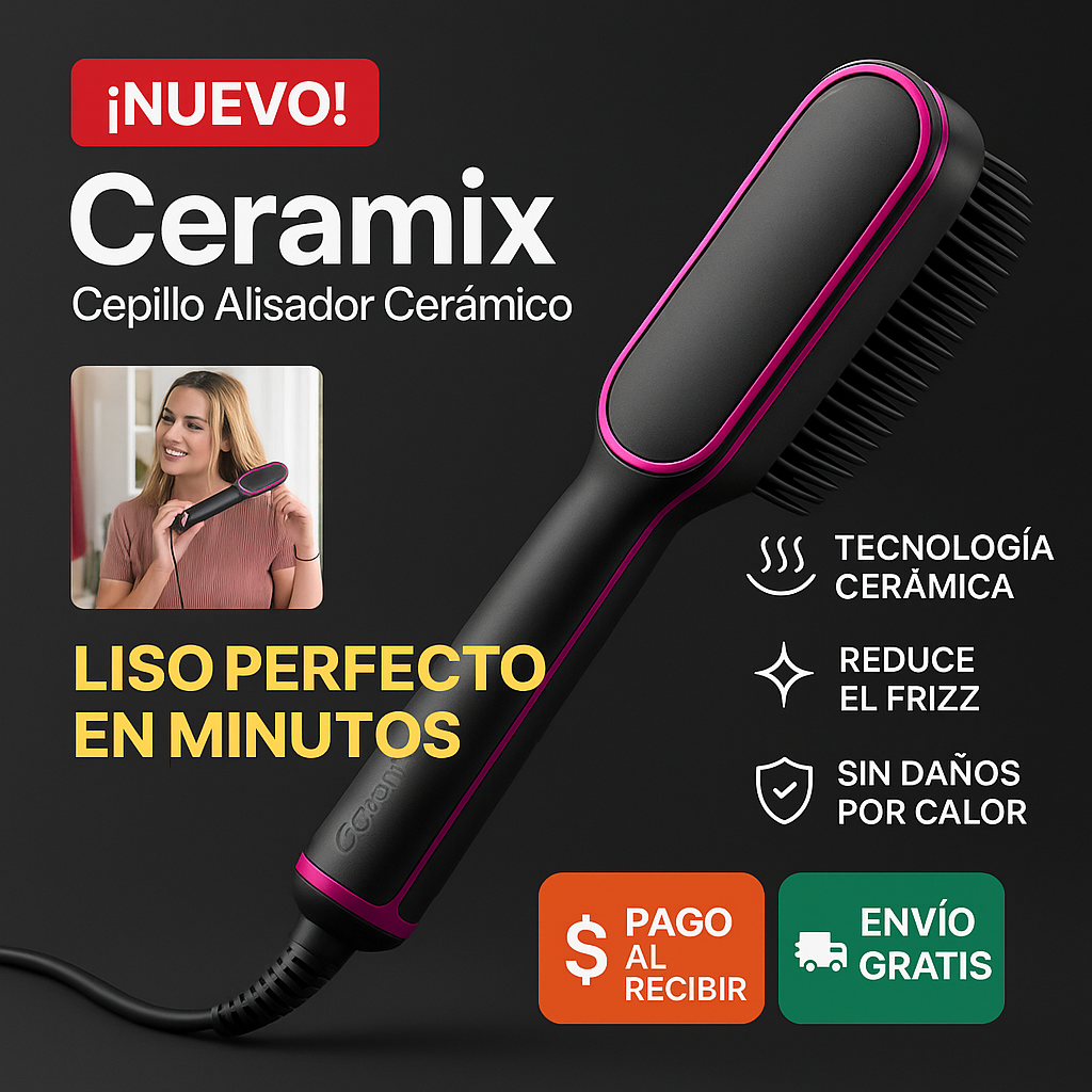 🔥 Ceramix – Cepillo Alisador Cerámico – ¡-60% SOLO HOY!