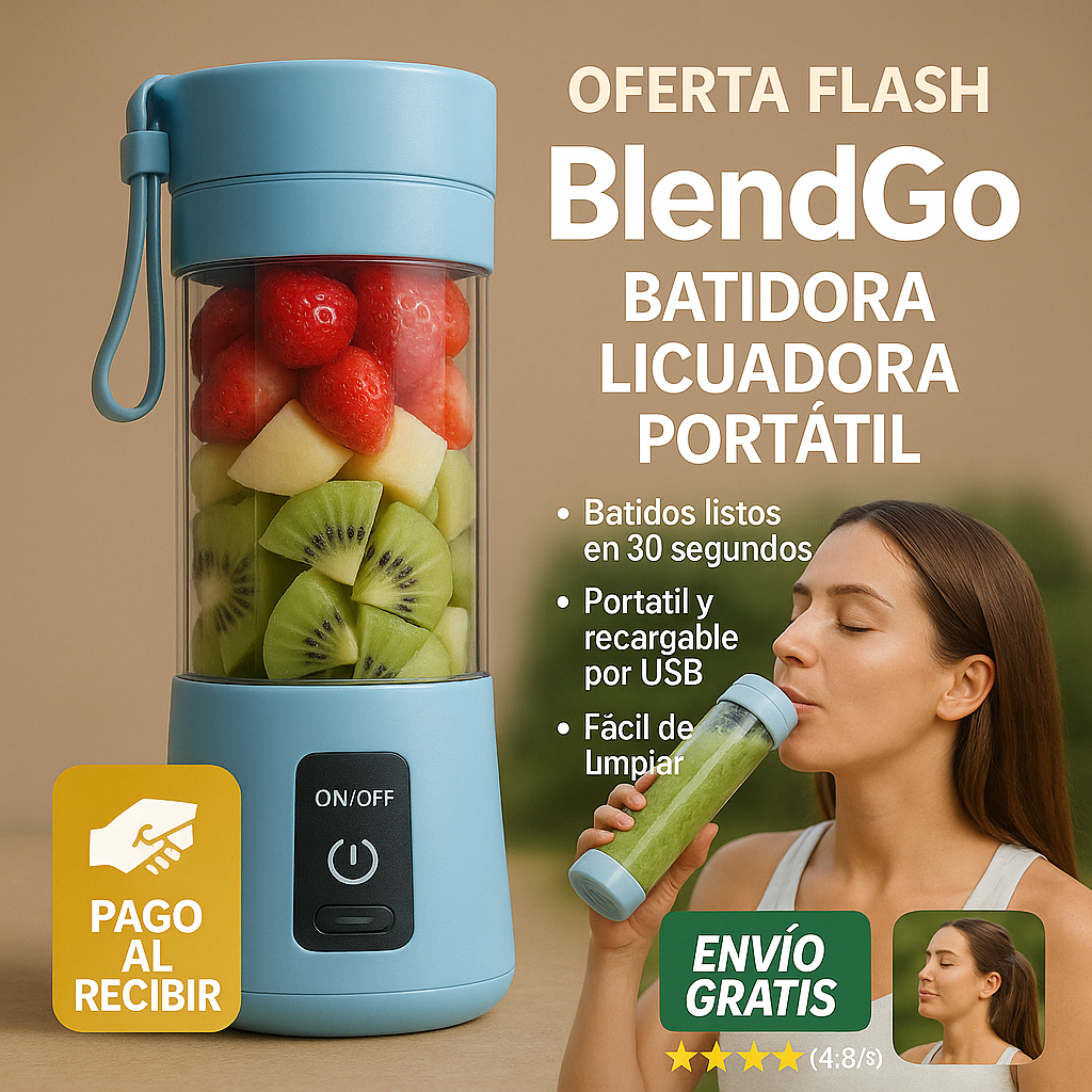 BlendGo Batidora Portátil – ¡-60% SOLO HOY! ⏳